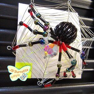 Halloween Spider Brooch, Spooky, Beaded Jewelry, Costume Accessory, Goth Style
